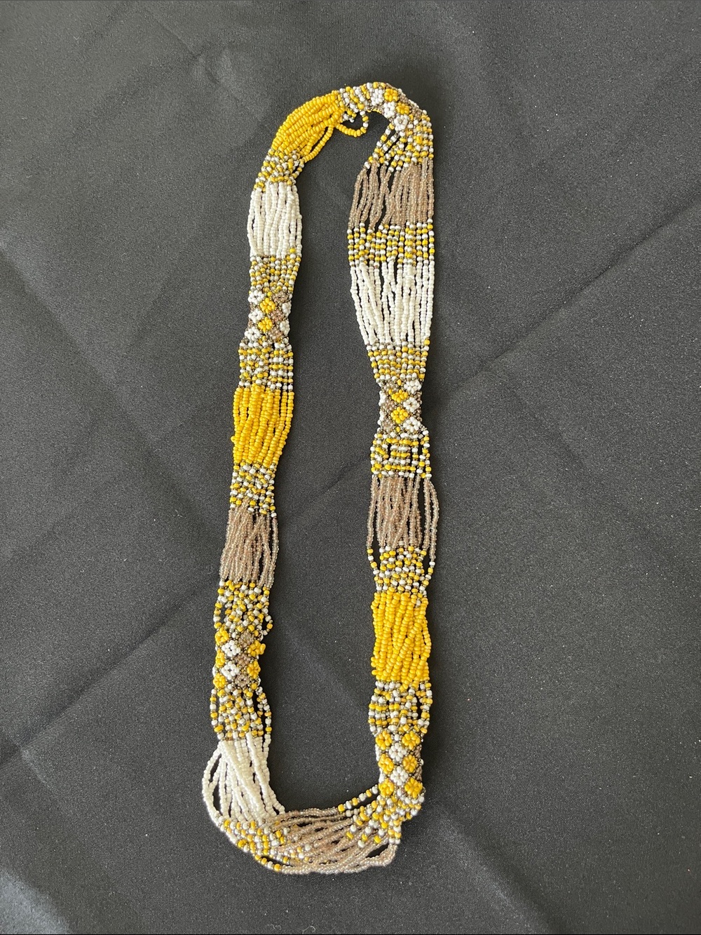 Handmade 15” Yellow, White & Yellow seed Bead Multi-Strand Necklace